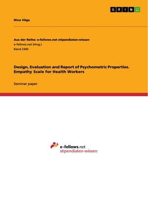 cover image of Design, Evaluation and Report of Psychometric Properties. Empathy Scale for Health Workers